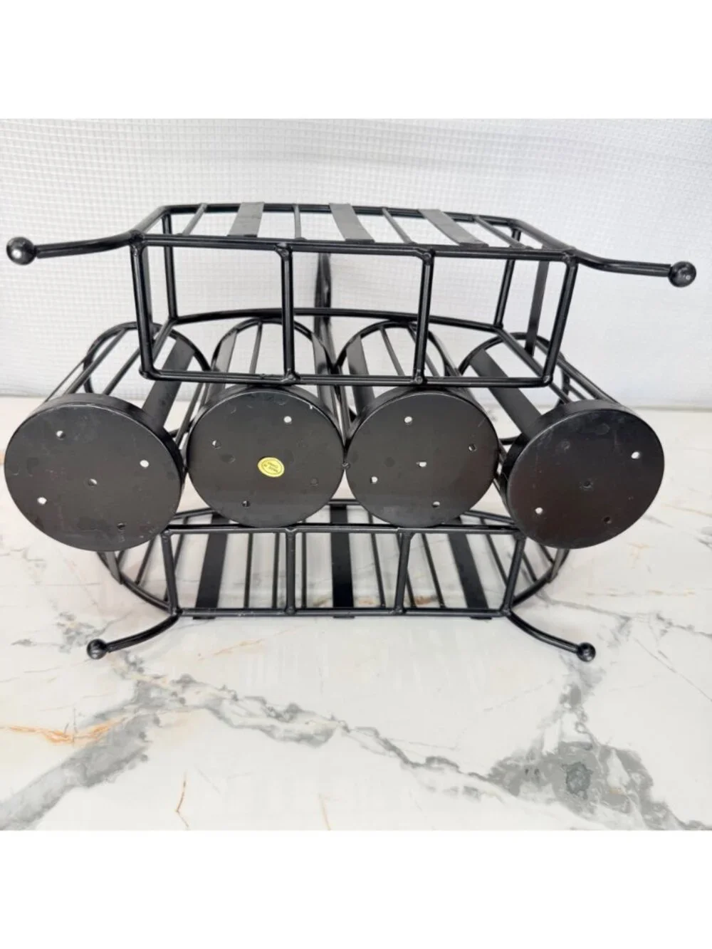Buffet caddy holder , black rod iron, holds napkins, plates, utensils